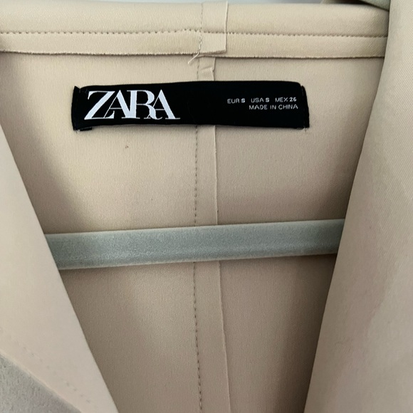 ZARA Faux Suede Hooded Jacket, Beige, Size Small - Picture 3 of 3